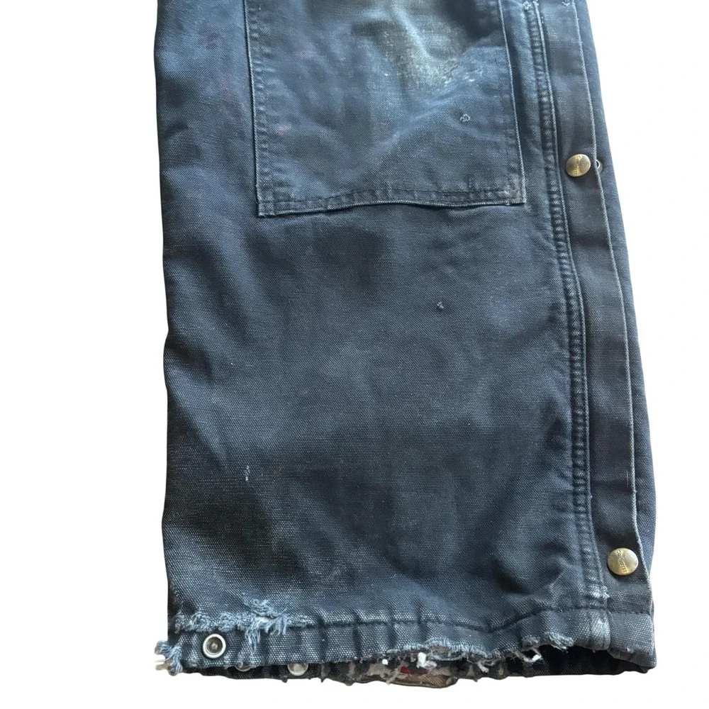 Carhartt Bib Overalls Mens 44x30 Black R38 Duck Insulated Quilt Lined Workwear